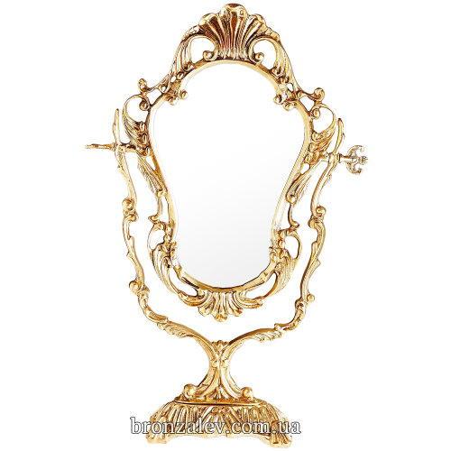 Настольное винтажное  зеркало в изящной бронзовой раме — «Грация»