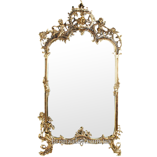 Настенное зеркало в бронзовом обрамлении в стиле барокко.