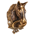 Большая бронзовая стучалка на входные двери или ворота в виде головы лошади.