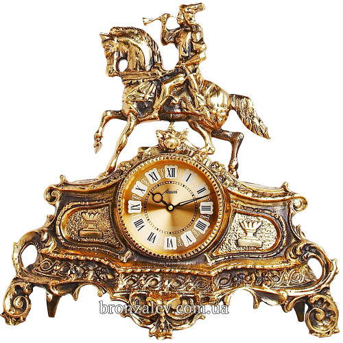 Часы из бронзы на камин —  «Всадник на охоте»