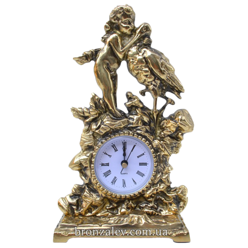 Настольные часы из бронзы «Амур с птицей»