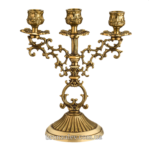 Подсвечник бронзовый для 3 свечей - «Буржуа» 