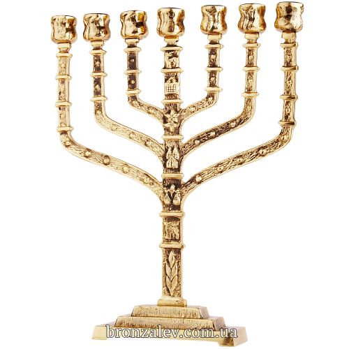 Подсвечник из бронзы для 7 свечей «Менора иерусалимская»